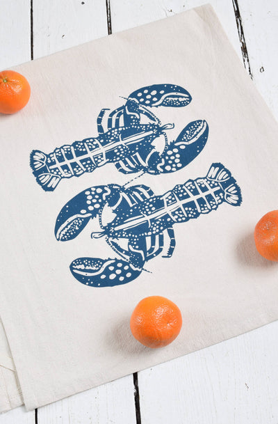 Double Lobster Tea Towel in Navy