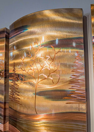 Copper Forest 26x36 Triptych by Copper Elements