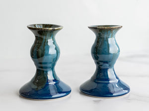 Candlesticks Short, pair Pottery by Edgecomb Potters
