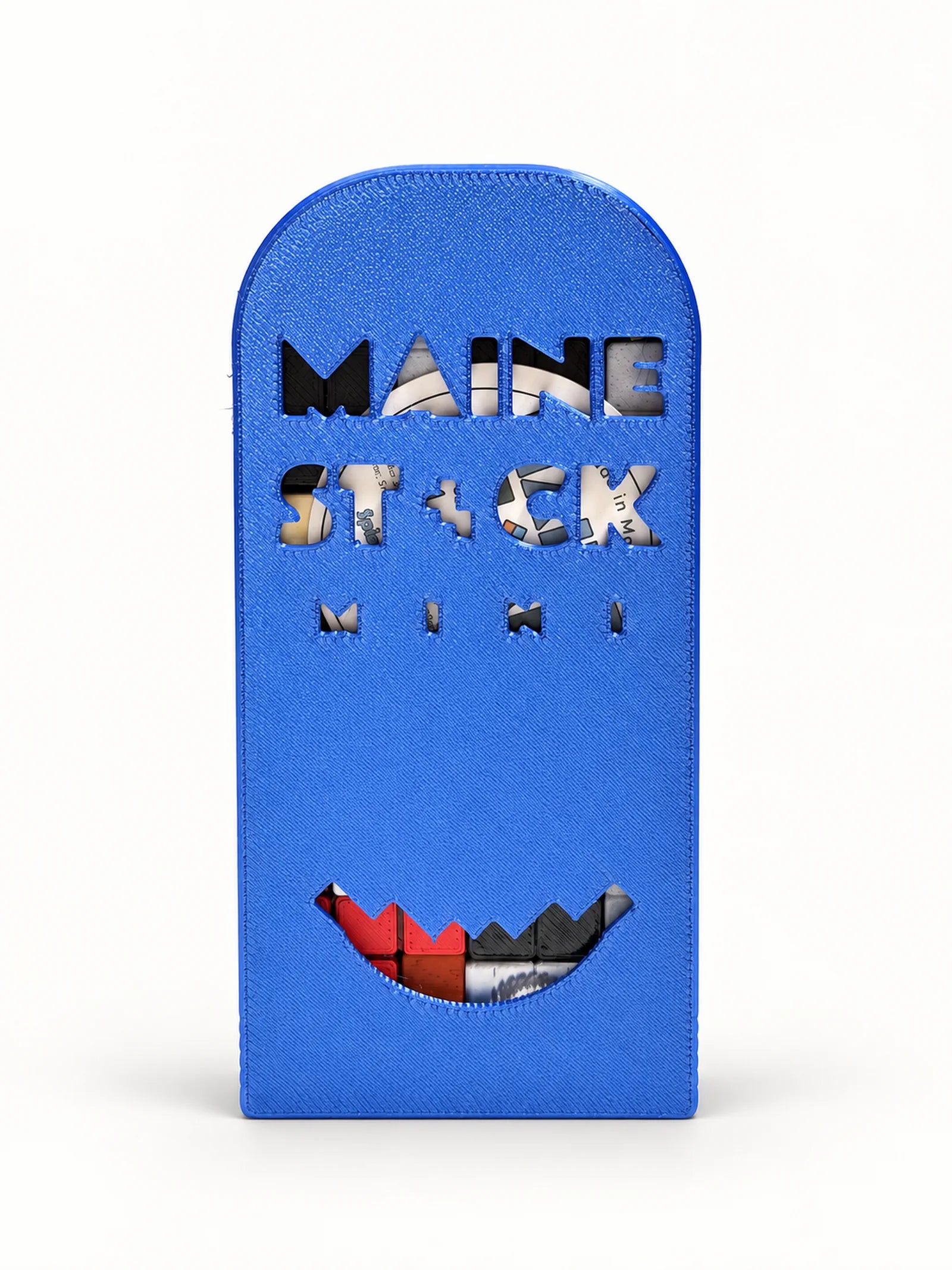 Maine Stack Mini closed box showing the blue Maine Stack cover.